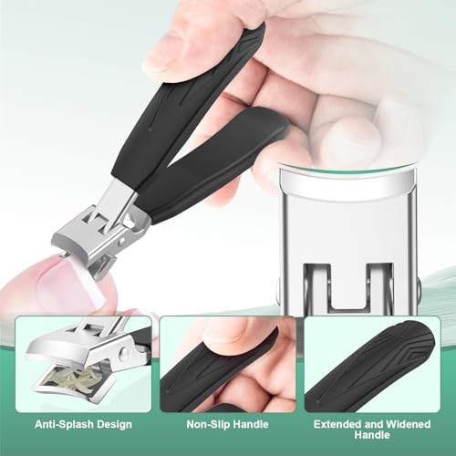 Upgrade Large Toenail Clippers for Thick Nails for Seniors Non-Slip Long Handle, Slanted Eagle Beak Angled Nail Clippers, Wide-Mouth Splash-Proof Curved Precision Ingrown Nail Cutter for Men Women - style: Modern