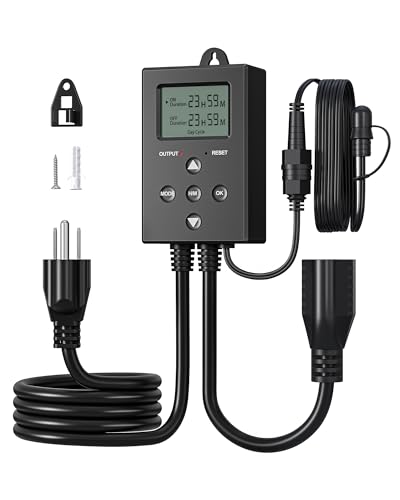 DEWENWILS Repeat Cycle Digital Timer, Interval Timer Outlet | 3-Pin Plug, 5 Modes, 1.8M Light Sensor Cable, 1625W/125V/13A, Photocell Sensor for Hydroponics Aquaponics Aeroponics, Pump