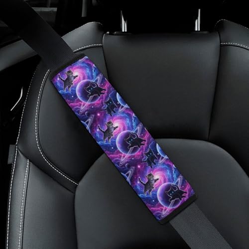 1 Pair Funny Cat Space Car Seat Straps Shoulder Pads Soft Padded Harness Pads Strap for Adult Use, Stroller Pushchair High Chair, Comfortable Driving - color: Pattern 171