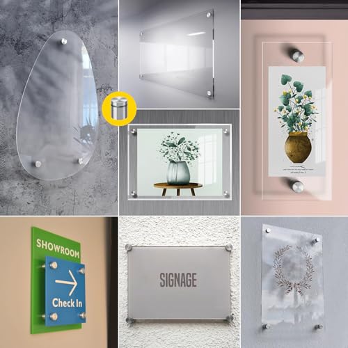 Standoff Screws 1 x 1 Inch Mediee 20 Pack Sign Standoff Stainless Steel Stand Off Wall Mounts Standoffs Mounting Hardware for Acrylic Signs