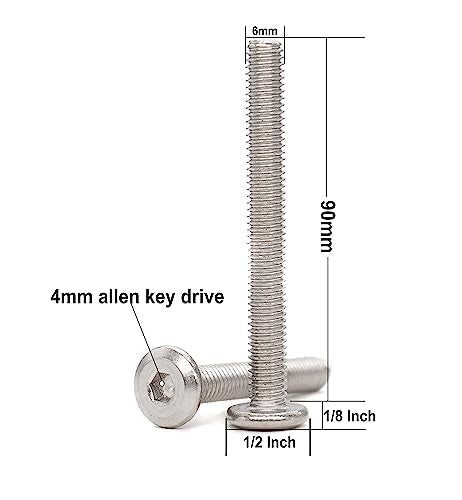 10pcs M6 x 90mm Rivet Countersunk Socket Cap Allen Bolts Rivet Screws Furniture Connecting 304 Stainless Steel - size: 10pcs M6 x 90mm