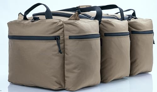 100L Large Military Duffle Bag Deployment Duffel Bag Sports Equipment Travel Luggage Bag with Detachable Backpack Straps… - color: Tan+Black
