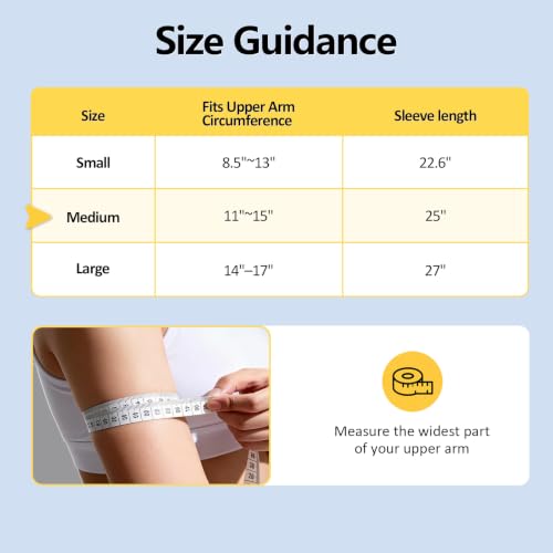 Comfytemp Air Compression Arm Massager for Circulation and Pain Relief, M | FSA Eligible HSA, Portable Full-Arm Compression Sleeve for Tennis Elbow, Edema, Ideal for Men Women (Fits Upper Arm 11"~15") - size: M, 11"~15"