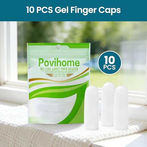 Povihome Finger Cots Protectors - Moisturizing Thumb and Finger Covers - Thickend Version - Elastic Cracked Silicone Finger Sleeves to Protect Cracked, Peel Finger and Other Finger Pain (Clear, 10PCS) - color: Clear, size: Medium (10PCS)