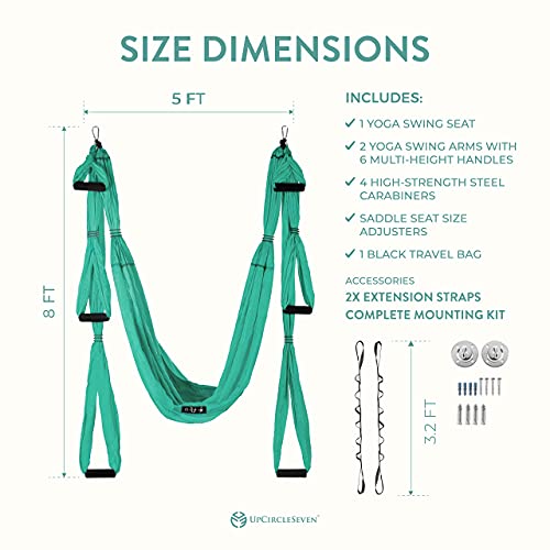 UpCircleSeven Aerial Yoga Swing Set Ceiling Mount Accessories - color: Turquoise