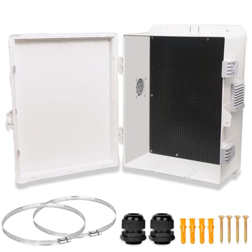 Electrical Junction Box, Outdoor Water Resistant Nema Enclosure, Ventilated ABS Plastic WiFi Project Box with Internal Mounting Panel & Hinged Cover 13" Lx 9.2" Wx 5.6" H - size: 13"L x 9.2"H x 5.6"W