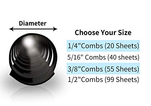 Rayson CR681012-BK Plastic Comb Binding Ring, 1/4in,5/16in,3/8in,1/2in, 19-Ring Letter Size, Black Comb Spines, Multi-Size Pack of 100 - color: Black, size: Letter size - 1/4in, 5/16in, 3/8in, 1/2in