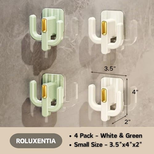 4 Pack Wall Mounted Shoe Rack - Premium Hanging Shoe Organizer Shelf with Sticky Hanging Mounts, Door Shoe Hangers with Hooks for Slippers Storage, White & Green