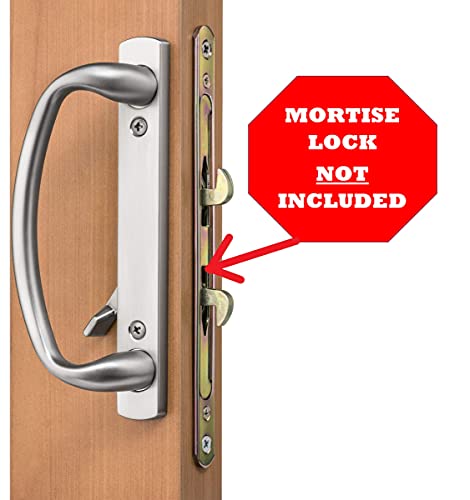 Rockwell Security Euro Charlotte Patio Sliding Door Handle Brushed Nickel Finish Fits 1-3/4 Inch Thick Doors with 3-15/16 Inch Screw Holes with 3 or 4 Holes - color: Brushed Nickel