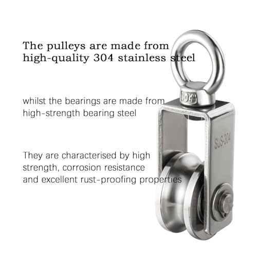 Cable Pulley Wheel 304 Stainless Steel, Bearing Inside, Rope Pulley for Pulley System, Gym Equipment, Clothesline, 2 Pack - size: Swivel Pulley Outdoor