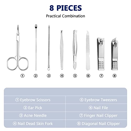 Geosar 12 Sets Manicure Set Nail Clippers Pedicure Kit 8 in 1 Grooming Stainless Steel Kits Nail Care Tools with Travel Case for Employee Coworker Teachers Nurse Gifts(Black) - color: Black