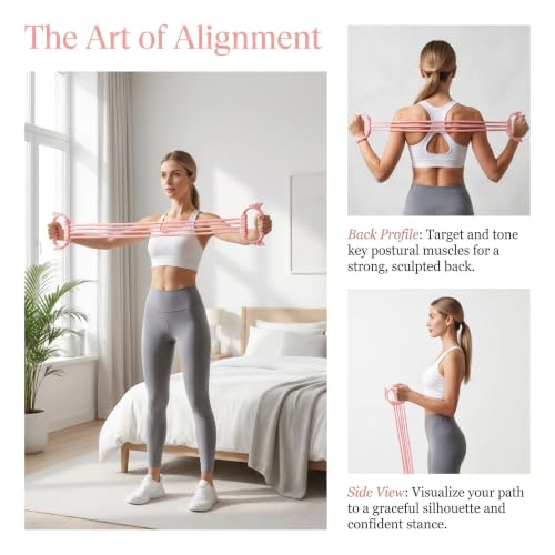 Kisangel Figure 8 Resistance Bands with Handles, Arm Back Shoulder Exercise Rope Home Gym Equipment for Women Shoulder Neck Stretching Yoga Fitness 15-90LBS