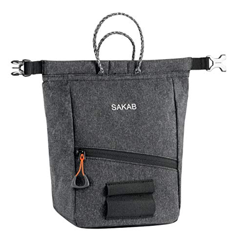 Petzl SAKAB Rock Climbing Chalk Bag - Gray | Large, Roll-Top Bouldering Chalk Bucket