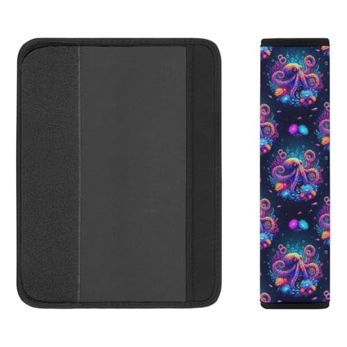 2PCS Octopus Collage Ocean Marine Life Seat Belt Cover Breathable Automotive Seat Belt Protector for Adult Use, Most Cars, Pressure Relief - color: Pattern 1220