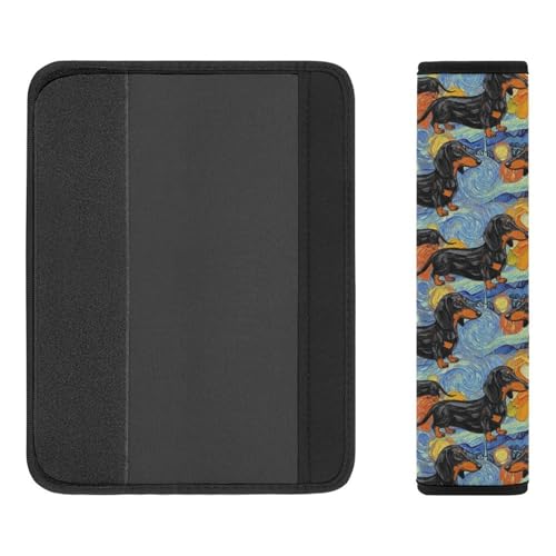 2PCS Dachshund Starry Night Seat Belt Shoulder Pad Soft Padded Harness Pads Strap for Adults and Children, All Vehicles, Anti-Slip Pad - color: Pattern 667