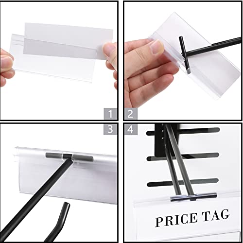 Oudain 8 Inch Slatwall Hooks with Label Holder,100 Pcs | Slot Board Accessories, Slatwall Panel Display, Black Metal Hangers, for Garage Shop Retail Display