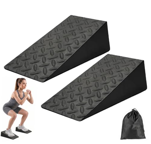 2 Pack Squat Wedge Block Set for Squats, Heel Elevated Squat Wedge for Improved Depth & Mobility, Non-Slip Workout Wedges for Weightlifting, Calf Stretching, Ankle Mobility & Home Gym Training