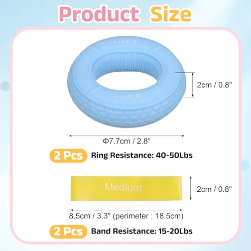 Silicone Ring Grip Strength Trainer with Finger Extension Band, Hand Grip Strengthener Forearm Trainer - color: Sky Blue, size: 40-50LB