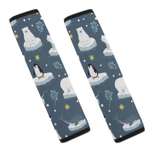 2 Pack Blue Mustard Cute Animals Narwhals Polar Bears Car Seat Straps Shoulder Pads Breathable Shoulder Protector for Elderly Support, Most Cars, Pressure Relief - color: Pattern 1063