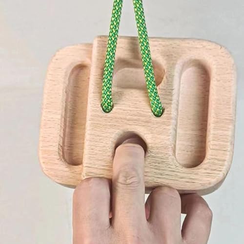Climbing Hangboard 12cm x 15cm Wood Fingerboard Portable Rock Climbing Training Hand Grip Strengthener with Rope for Home Gym Indoor Outdoor Training