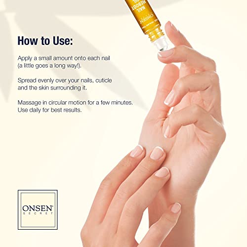 Onsen Secret Nail Care Kit - Includes Cuticle Oil 10ml, Japanese Nail Buffer and Shine Kit - Spa-Quality Manicure - Organic Ingredients - Long-Lasting Shine - Easy & Safe - 1pk - size: Essential Nail Reboot Kit (Oil)