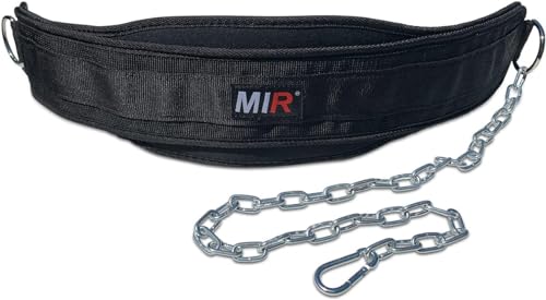 Mir Dip belt With 36" - 38" chain, 500lbs - 650lbs weight capacity, Weight lifting for dips and pullups - color: BLACK