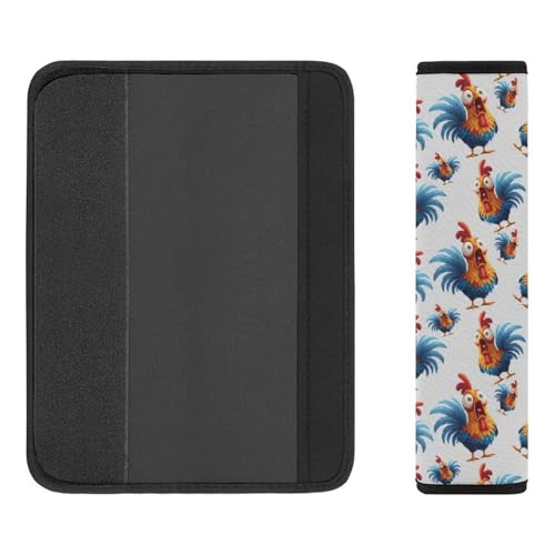 1 Pair Funny Rooster Cool Cartoon Chicken Seat Belt Shoulder Pad Soft Padded Seat Belt Cushion for Adult Use, Stroller Pushchair High Chair, Pressure Relief - color: Pattern 990