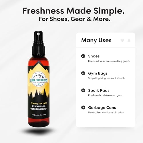 Lumi Outdoors Natural Shoe Deodorizer Spray & Odor Eliminator - Fresh Citrus Tea Tree Essential Oil Odor Eater - style: 1 Pack - Citrus Tea Tree