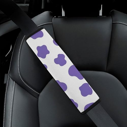2 Pack Purple Cow Print Lavender Car Seat Straps Shoulder Pads Soft Padded Shoulder Harness Cover for Adult Use, Stroller Pushchair High Chair, Pressure Relief - color: Pattern 973