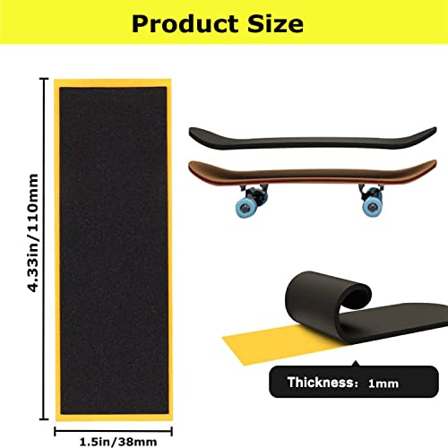 WINDIR 12pcs Foam Grip Tape for Fingerboards,38mm×110mm Pro Black Wooden MiNi Skateboards (12pcs) - color: 12pcs