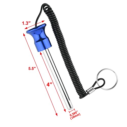 Cosmos Gym Weight Stack Pin Universal Replacement Selector Lock Pin Detent Hitch Pin, Tensile 3/8" Dia. & 4" Locking Space with Lanyard, for Gym Equipment Machine Weight Plate - color: Blue Knob
