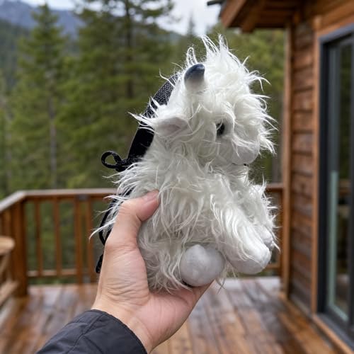 Funny Highland Cow Rock Climbing Chalk Bag, Soft Fluffy Cow Climbing Chalk Pouch with Drawstring Adjustable Belt, Fit Bouldering, Gymnastics Outdoor Activities for Climbers - color: white