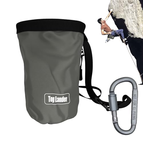 Rock Climbing Bag Anti-Slip Multifunctional Flexible | Waterproof for Climbing Bouldering Gymnastics Fitness Weight-Lifting Strongman Gym Workout Bouldering Chalk Pouch Climbing - color: Gray powder bag + D-shaped buckle
