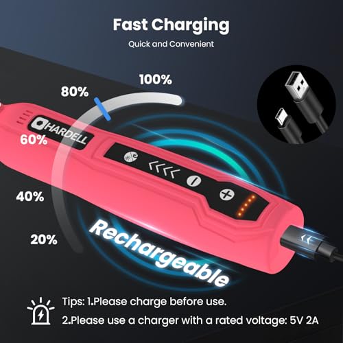 HARDELL Mini Cordless Rotary Tool, 4V 129pcs Rechargeable Rotary Tool Kit | USB Charging Multi-Purpose DIY Tool for Sanding, Polishing, Drilling, Engraving, Woodworking, Craft - style: Pink-129 accessories