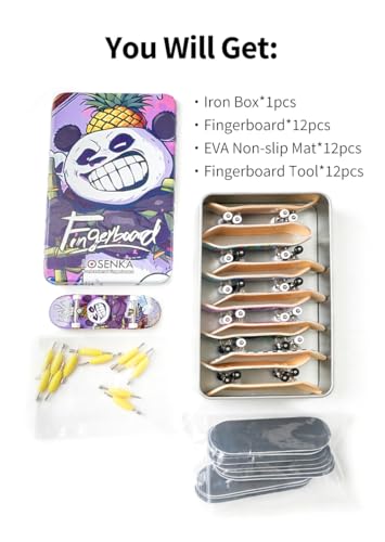 12 PCS Pro 32mm Fingerboard Wooden Board Professional Mini Finger Skateboard Set of 12 - color: 12pcs