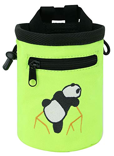 AMC Rock Climbing Panda Design Chalk Bag with Adjustable Belt - color: 7184_Fluorescent