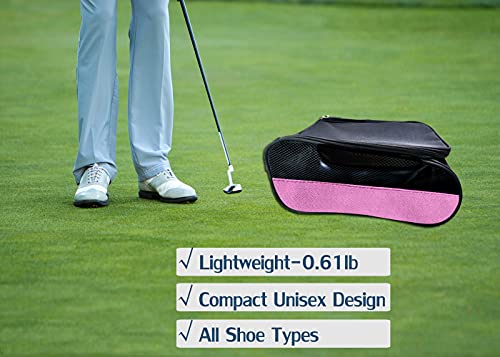 Golf Shoe Bag, Golf Shoes Bags Men/Women Outdoor Zippered Carrier Bags with Ventilation Sport Shoes Bag Travel Shoe Bags (Light Pink) - color: Light Pink