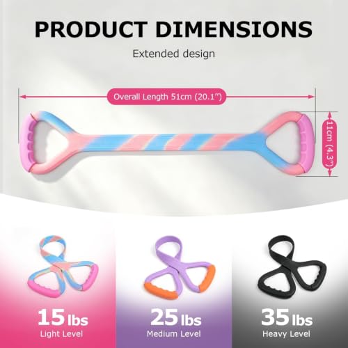 Figure 8 Resistance Band with Handles, Elastic Bands for Working Out,Arm,Back,Shoulder Training Elastic Ropes - color: Colorful/Purple/Gray