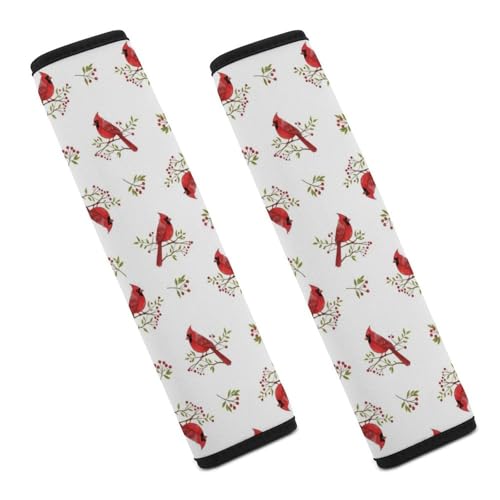 1 Pair Universal Fit Seat Belt Cover for Elderly Support, Most Cars, Cardinal Bird Red Seat Belt Cushion, Neck and Shoulder Support - color: Pattern 464