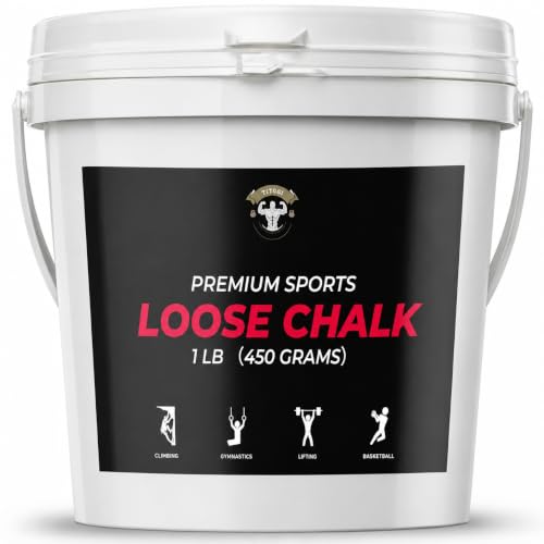 TITGGI 1 lb Gym Chalk Bucket with Chalk Ball, Pure Magnesium Carbonate | Pure Magnesium Carbonate with Loose Chalk and Chalk Ball for Better Grip During Climbing, Lifting and Gymnastics.