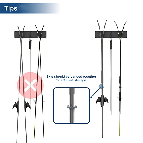WALMANN Garage Storage Organization System Ski Wall Rack 2 Pairs of Skis Mount Hanger Home Shed and Garage Snowboard Wall Rack Holds Up to 100 lbs - style: Holds 2 Pairs of Skis