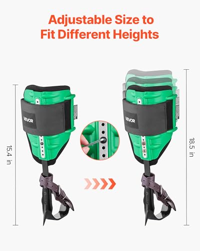 VEVOR Tree Climbing Spikes Set, 1 Pair Height-Adjustable Climbing Spurs with Security Harness and Utility Rope, 350lbs Load Capacity Tree Climbing Gear, Arborist Equipment for Climbers, Fruit Picking - color: Green