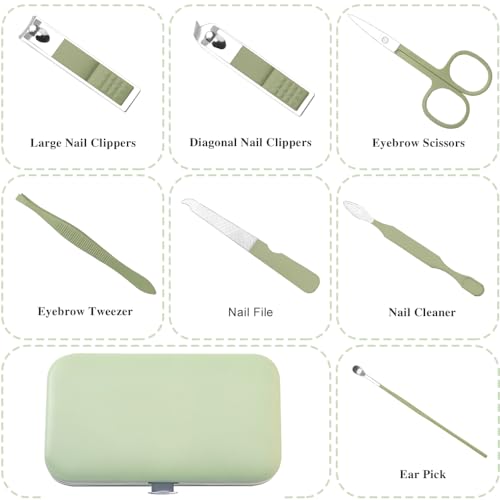 Stocking Stuffers: 8 in 1 Nail Care Kit - Travel Nail Clippers, Manicure Set for Women, Men, Teens & More