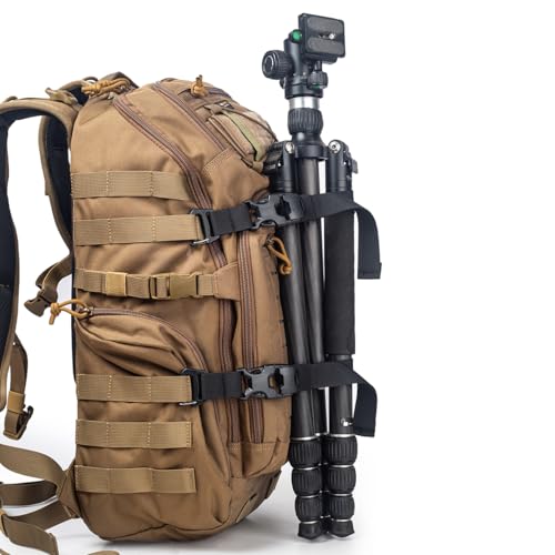 Tactical MOLLE/PALS Backpack Attachment Straps - Adjustable G-Hook Tie Downs, Non-Slip Cam Buckle, for Rucking, Hunting, Hiking, Camping, Tripod & Sleeping Gear (7.5-22 in) (Purple, 2-Pack) - size: 2-Pack, style: Purple