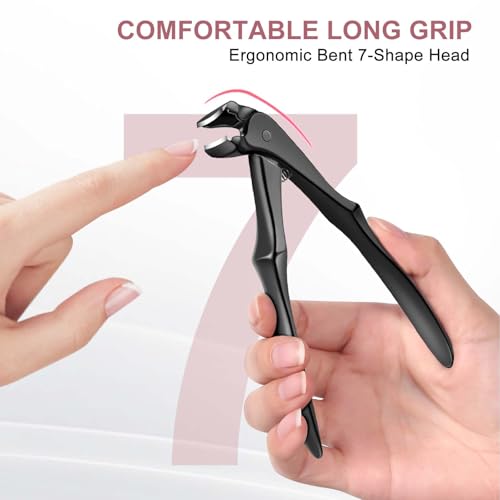 Nail Clippers for Men - Long Handled Toenail Clippers for Seniors Thick Toenails, Heavy Duty Large Nail Clippers for Thick Nails with Wide Opening, Sharp Nail Cutter Gifts for Men Women Adults, Black