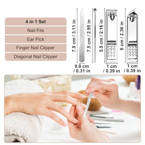 20 Sets Manicure Set Bulk, Nail Clippers Kit Stainless Steel Fingernail Clippers Set, Sturdy Nail Tip Cutter Trimmers Professional Grooming Toenail Clippers Personal Pedicure Kits Gift (Pink 4 in 1) - color: Pink