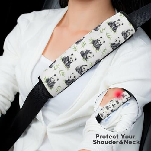 Universal Soft and Comfortable Seat Belt Cover for Adults and Children, Most Cars, 2 Pack Cute Pandas Leaf Seat Belt Covers Cushion Neck and Shoulder Support - color: Pattern 208