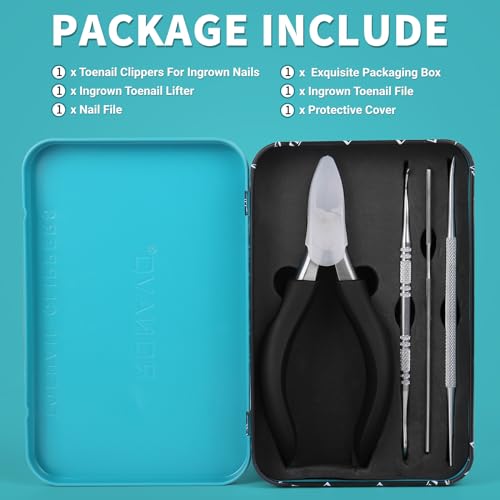 Toenail Clippers for Ingrown & Thick Toenails - Heavy Duty Toe Nail Clippers for Remove Side Ingrown Toenail with Angled Sharp Blades, Professional Pedicure Tool with Long Handle for Seniors & Men - style: Paronychia Nemesis - Black Kit