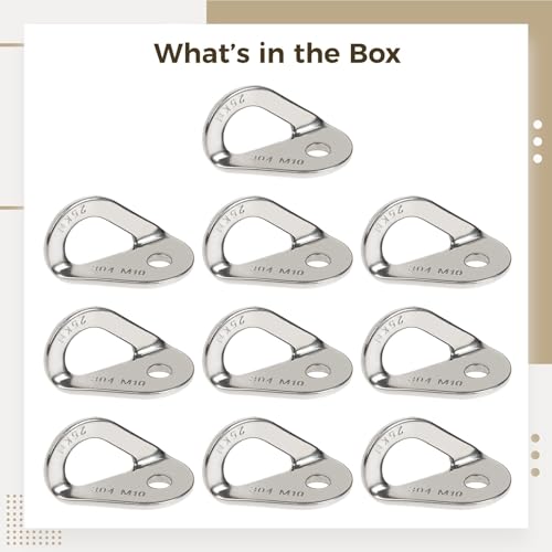 10 Pack Climbing Bolt Hanger 304 Stainless Steel for Rock Climbing, Caving, Mountaineering, 25 kN Strength, Anchor Hardware for Indoor and Outdoor Walls
