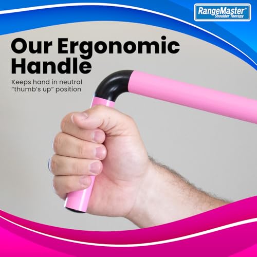 RangeMaster ShoulderWand Therapy Stretching Tool│Collapsible Stretching Bar│Physical Therapy Tool for Recovery and Increasing Motion (Pink) - color: Pink
